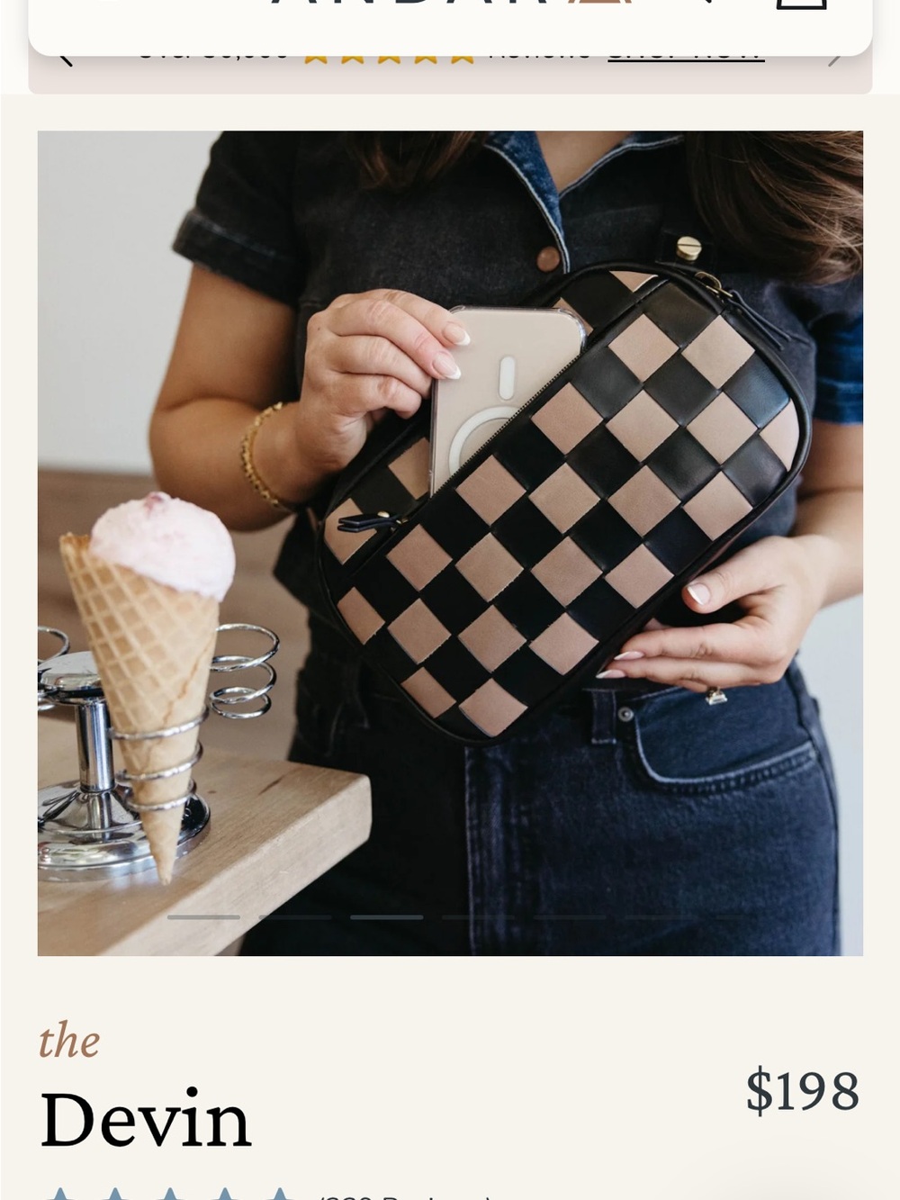 The Devin Checkered Crossbody Bag in Black & Blush - Picture 3 of 7